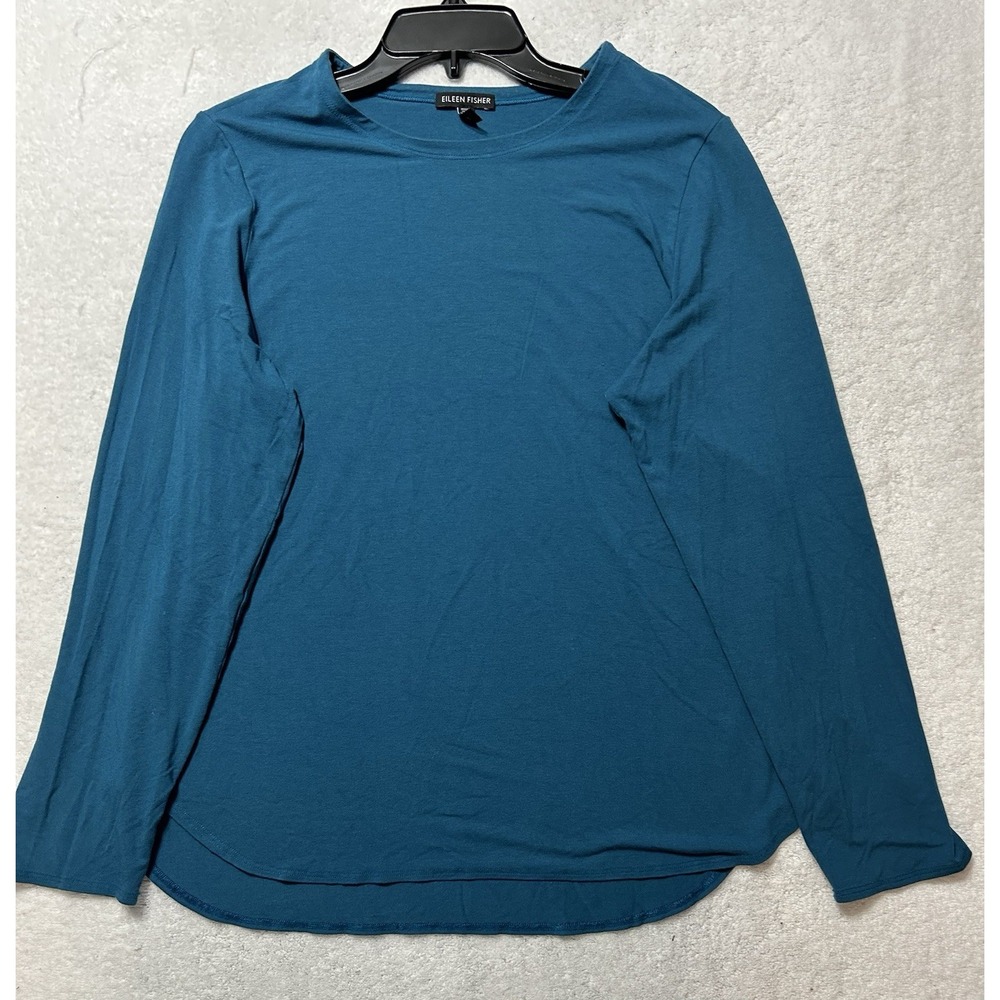 Eileen Fisher Womens Size XL Long Sleeve Viscose? Scoop Neck Blouse Top (U2)